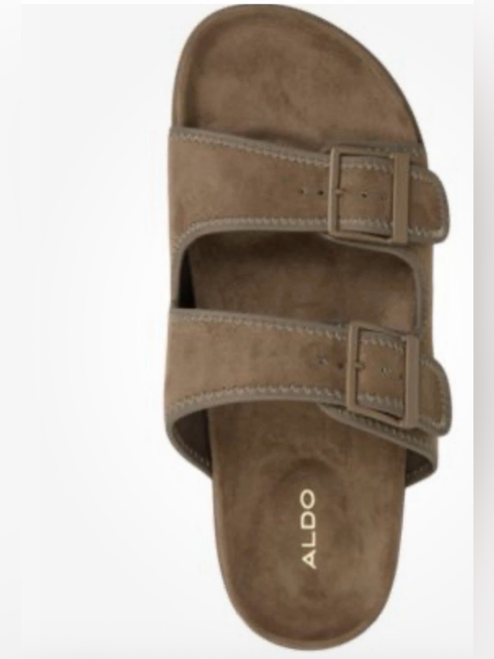 Aldo Brown Suede Double-Buckle Slide Sandals